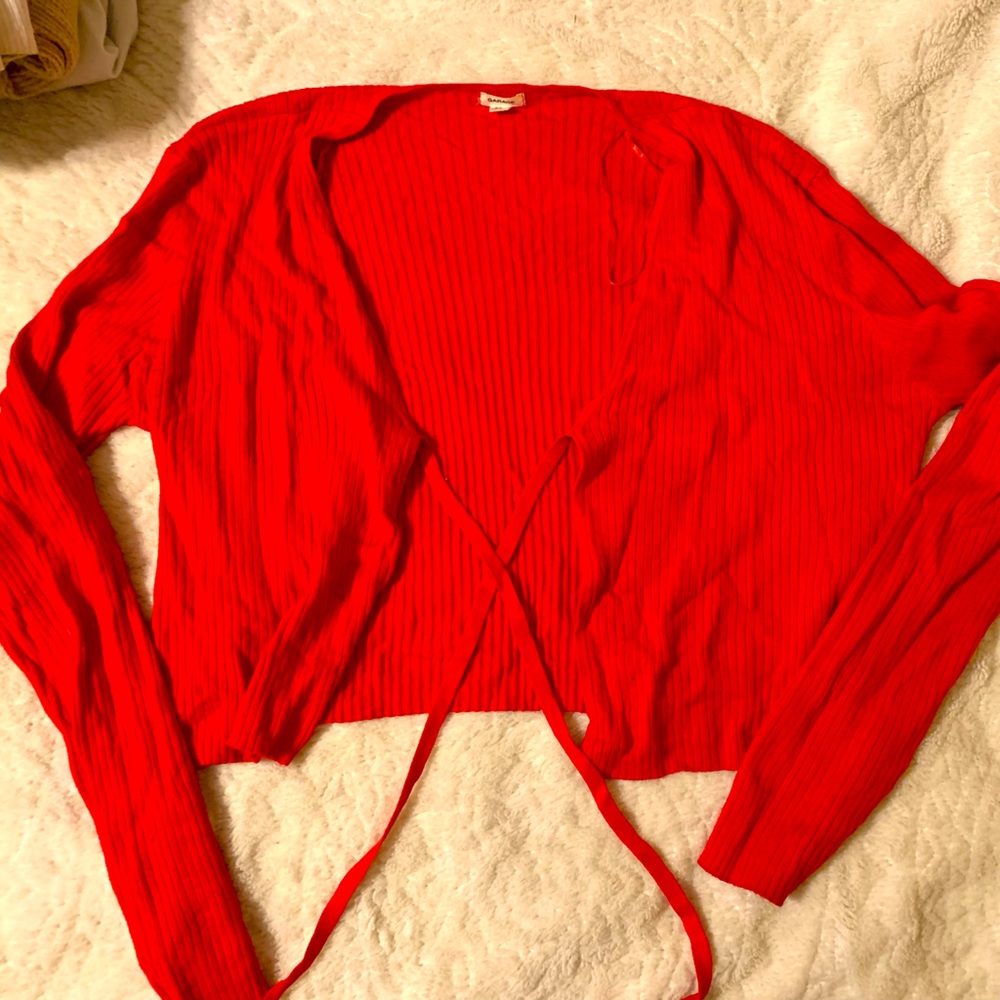 Large. Red. Brand: Garage. Front tie cami/Shirt